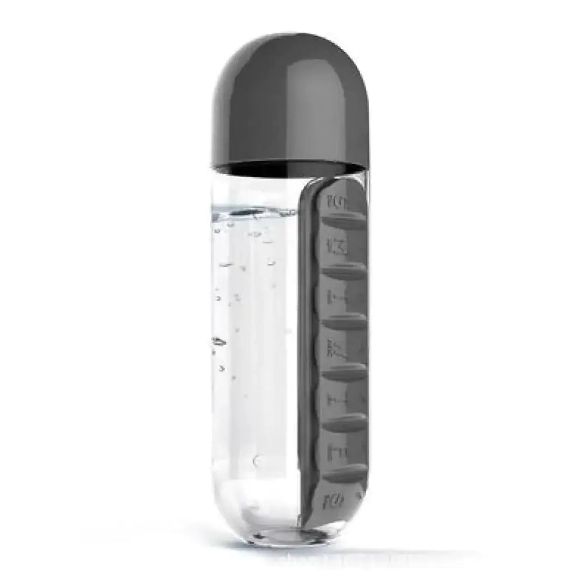 FreshWave Essentials transparent water bottle with built-in pill organizer water bottle for daily medication