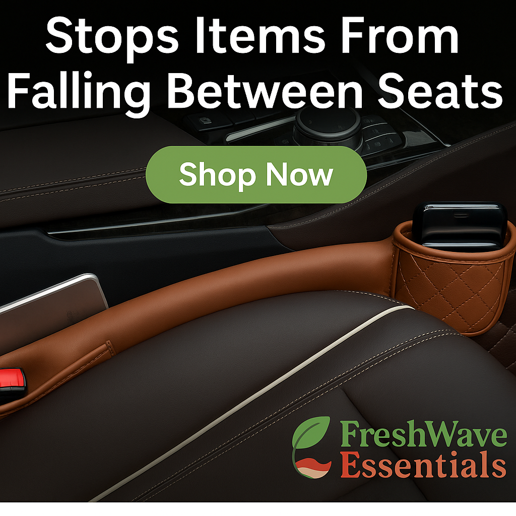 Leather Car Seat Gap Filler with Storage Pocket