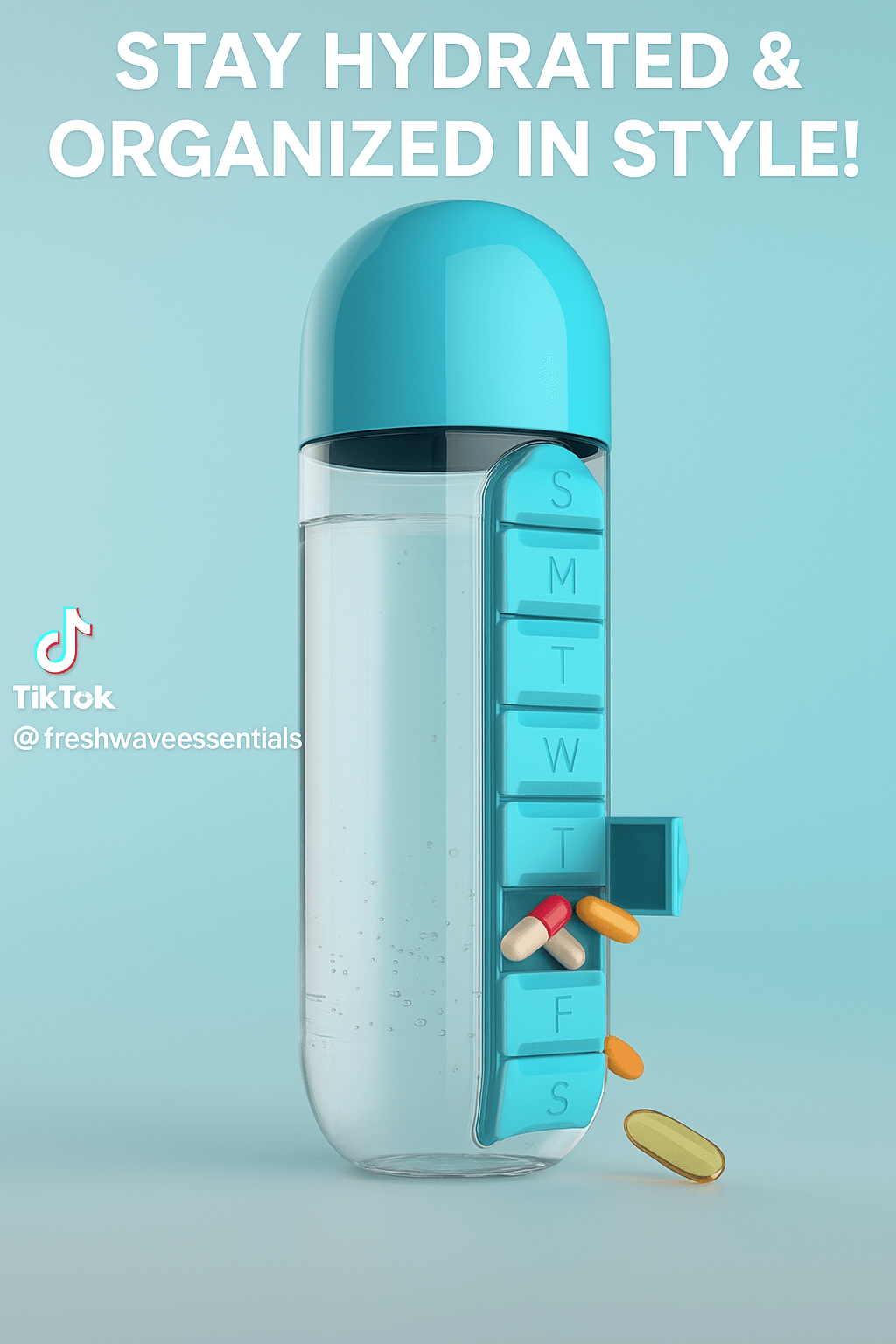 FreshWave Essentials Pill Organizer Water Bottle Combo