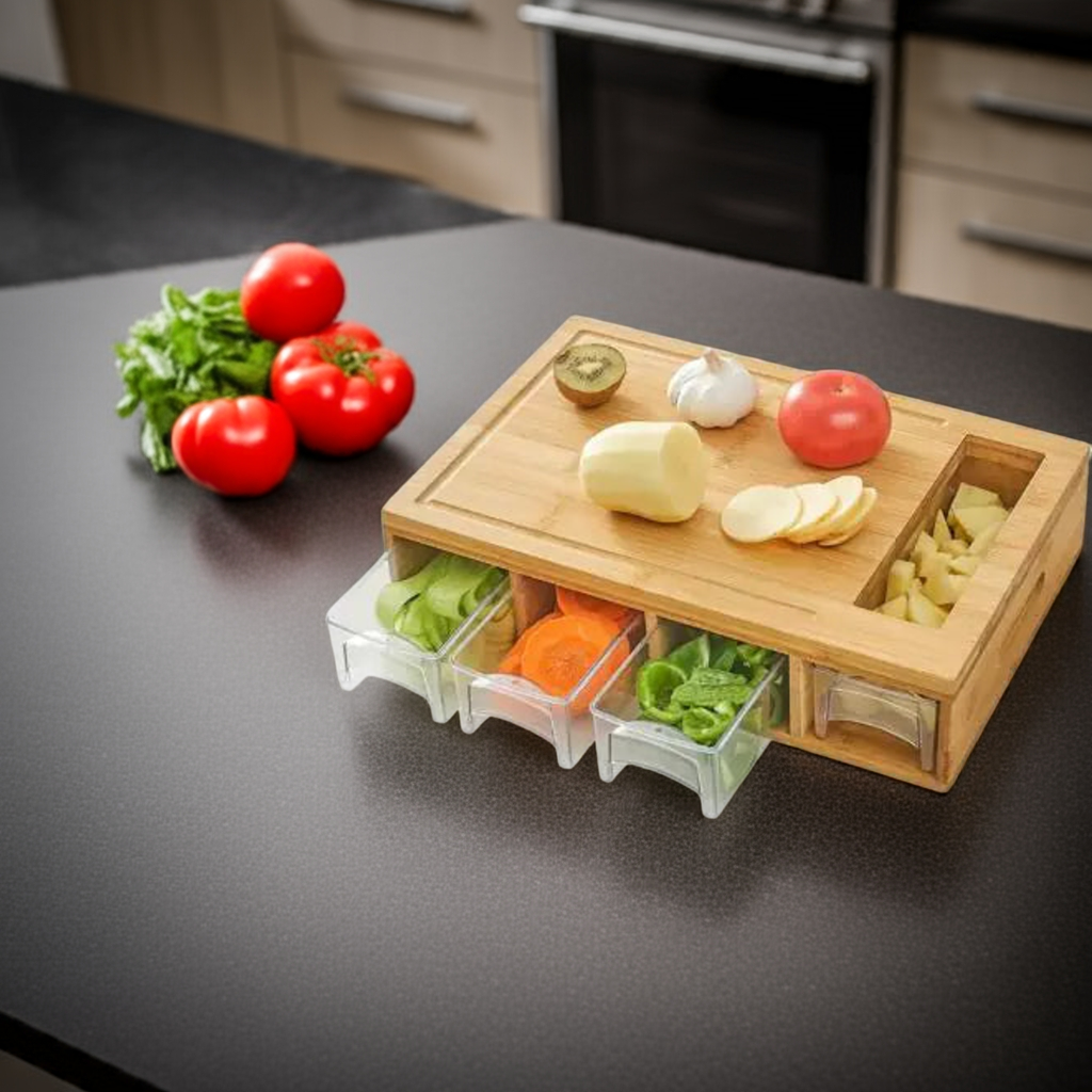 Bamboo Cutting Board Station
