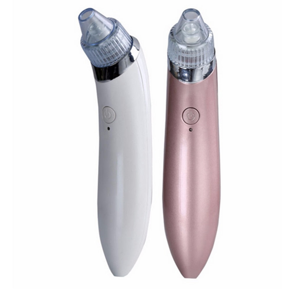 White and rose gold 4-in-1 facial pore cleaner devices with ergonomic design and power buttons