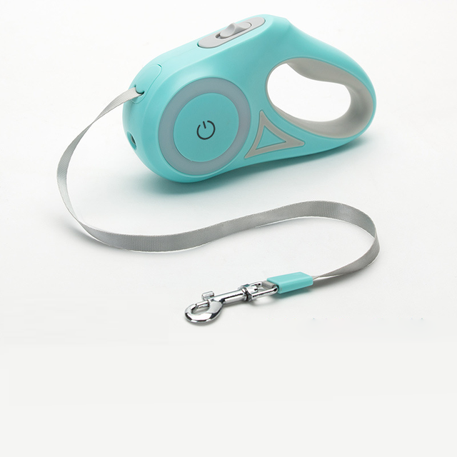 Best LED leash for walking dogs at night in blue with retractable design and power button