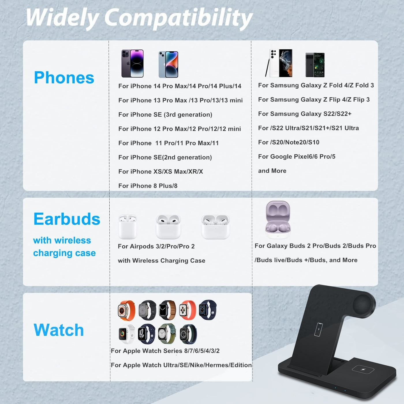 3 in 1 Wireless Charging Station for Apple Devices