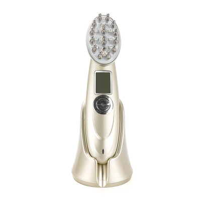 Portable gold laser hair regrowth device with digital display and massage nodes on charging stand