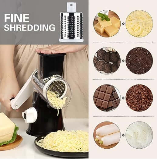 Manual kitchen grater for fine shredding cheese chocolate cookies and vegetables with hand crank