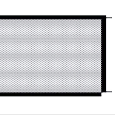 Black mesh portable pet safety gate with adjustable straps for easy installation and secure pet containment