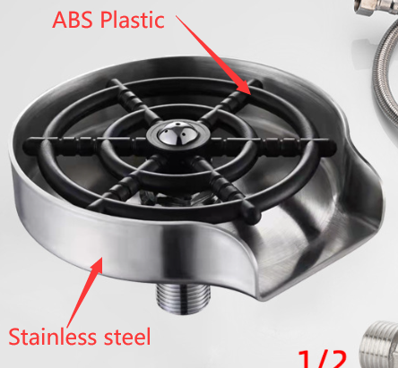 Stainless steel kitchen sink cup washer with ABS plastic components and durable design