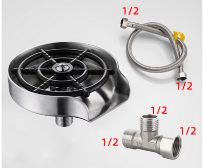 Stainless steel kitchen sink cup washer with metal hose and 1/2 inch fittings for easy installation