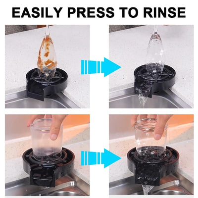 kitchen sink cup washer in use rinsing dirty and clean cups easily with water flow control